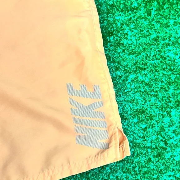 Nike peach color Swim Shorts with Blue Accents - Picture 2 of 4